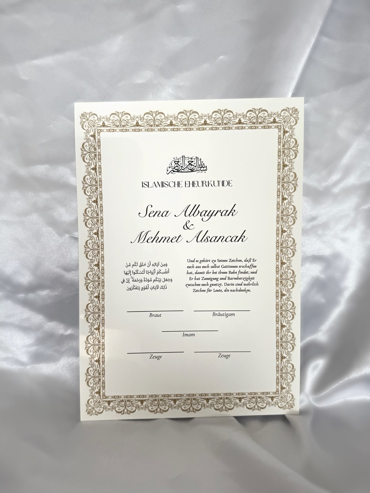 Nikah Zertifikat mit Antikrahmen gold