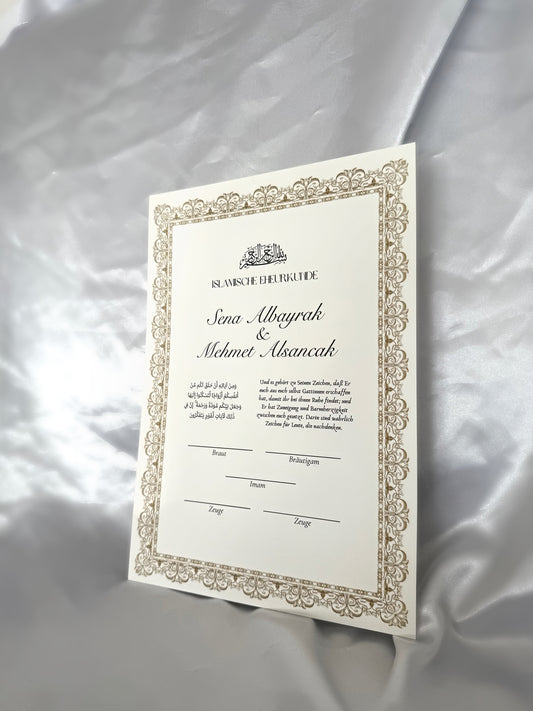 Nikah Zertifikat mit Antikrahmen gold