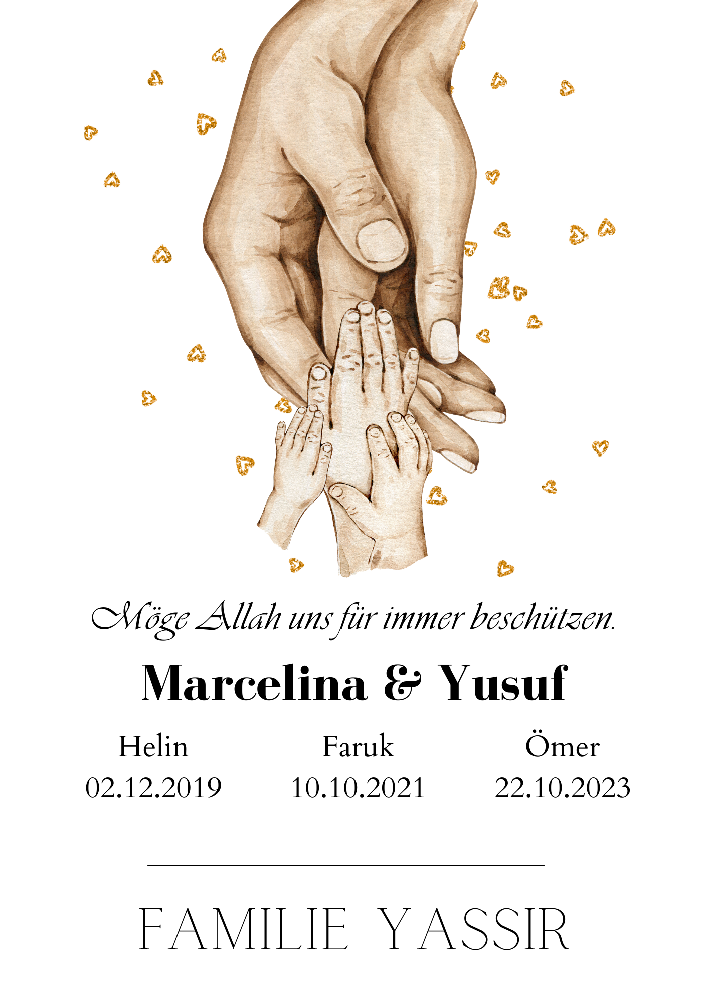 Personalisiertes Poster für Familie mit Dua