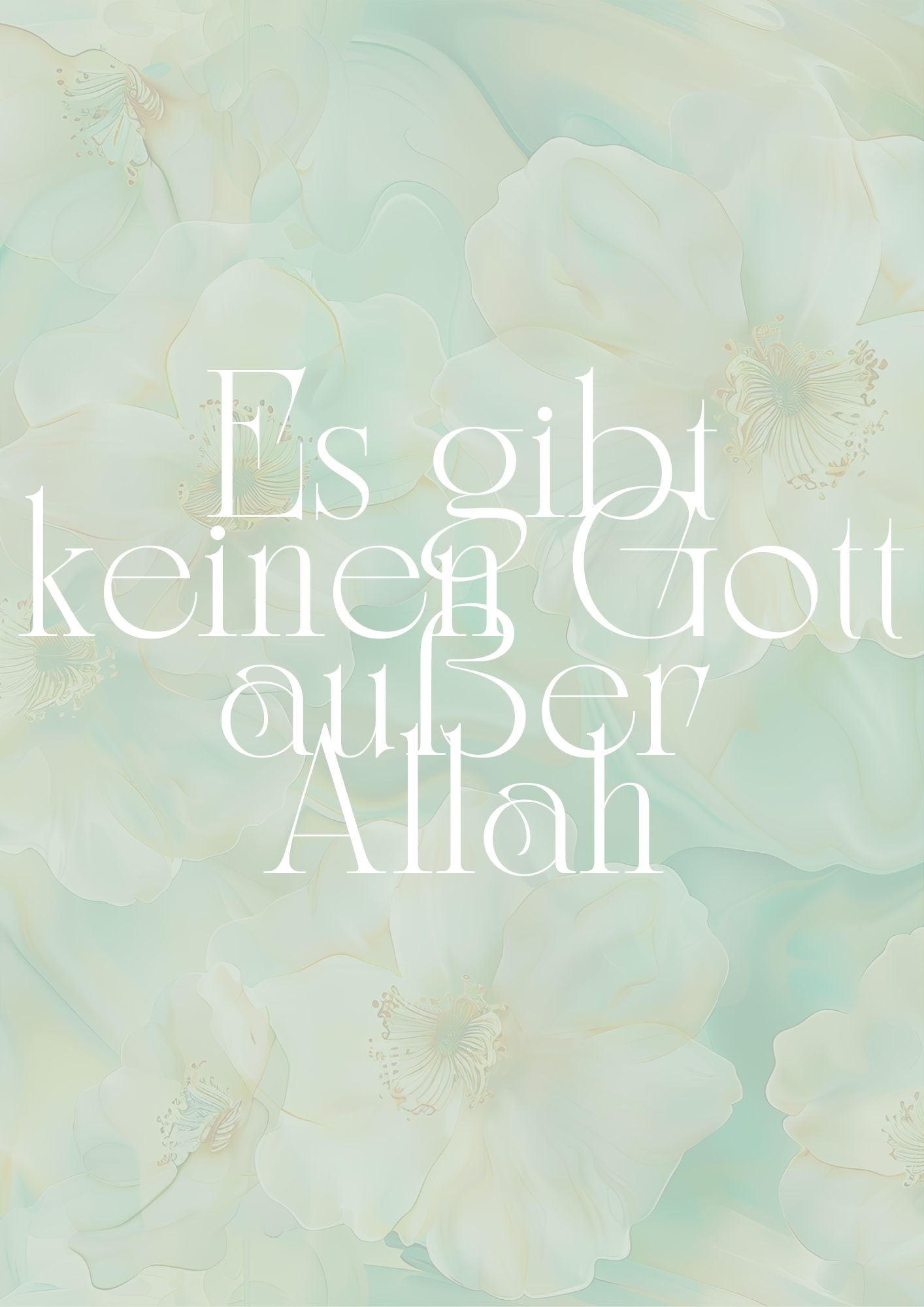 Grünes la ilaha illallah Posterset mit Blumen