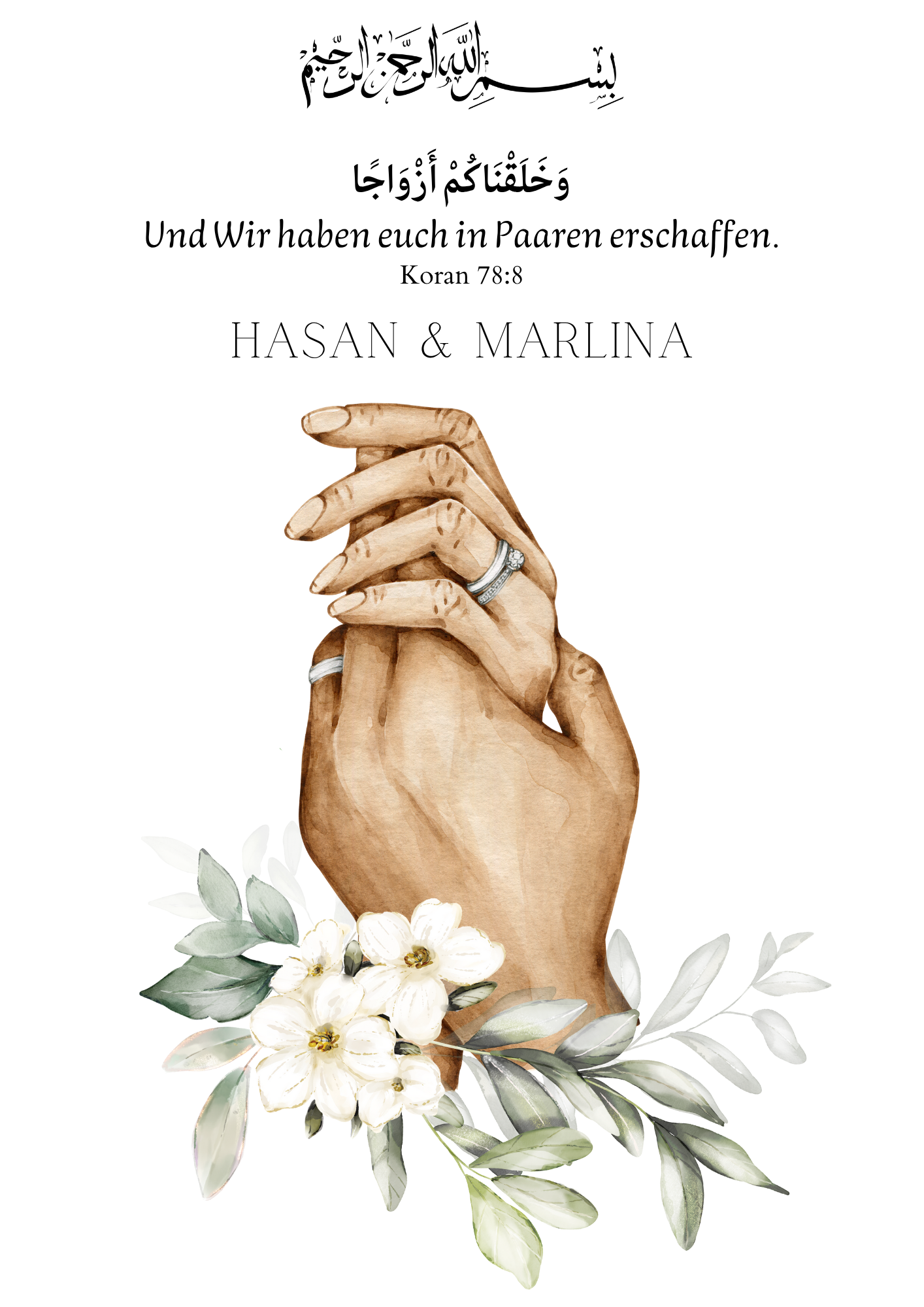 Florales Händeposter für Paare