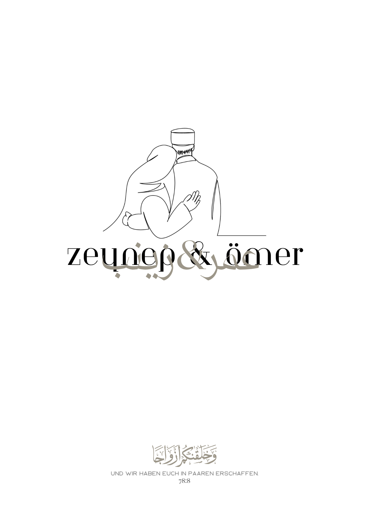 Personalisiertes Pärchenposter mit Line Art