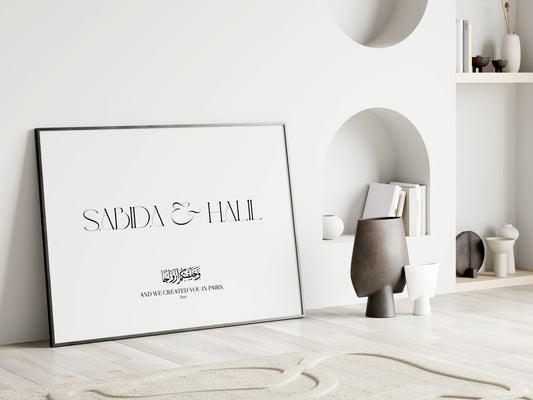 Minimalistisches Pärchenposter schwarz-weiß