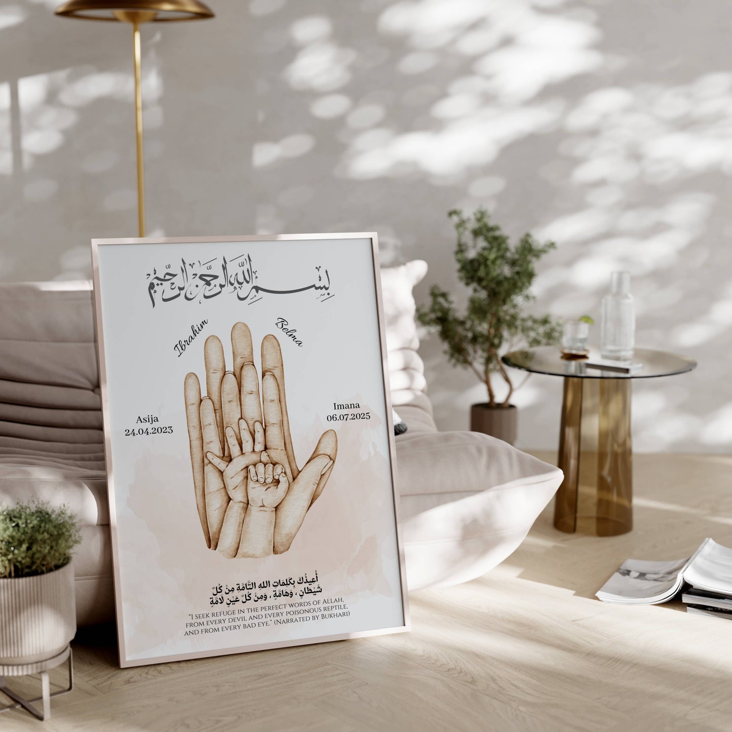 Personalisiertes Händeposter für die Familie