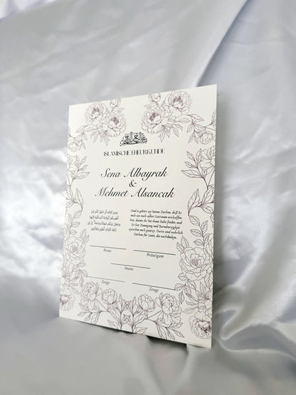 Florales Nikah Zertifikat — A3 / Rahmen Gold