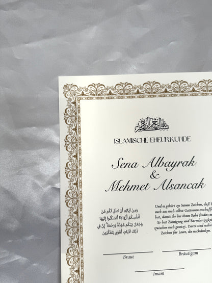 Nikah Zertifikat mit Antikrahmen gold
