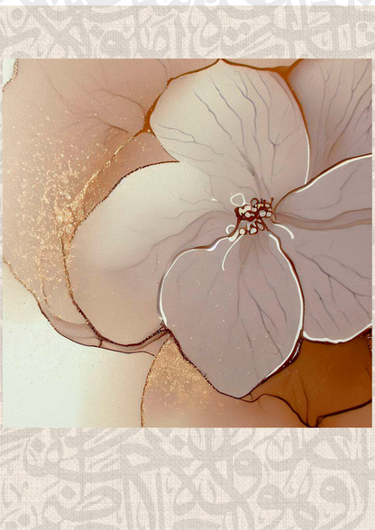 Ästhetisches Blumenprint Posterset mit Kalligraphie im Hintergrund