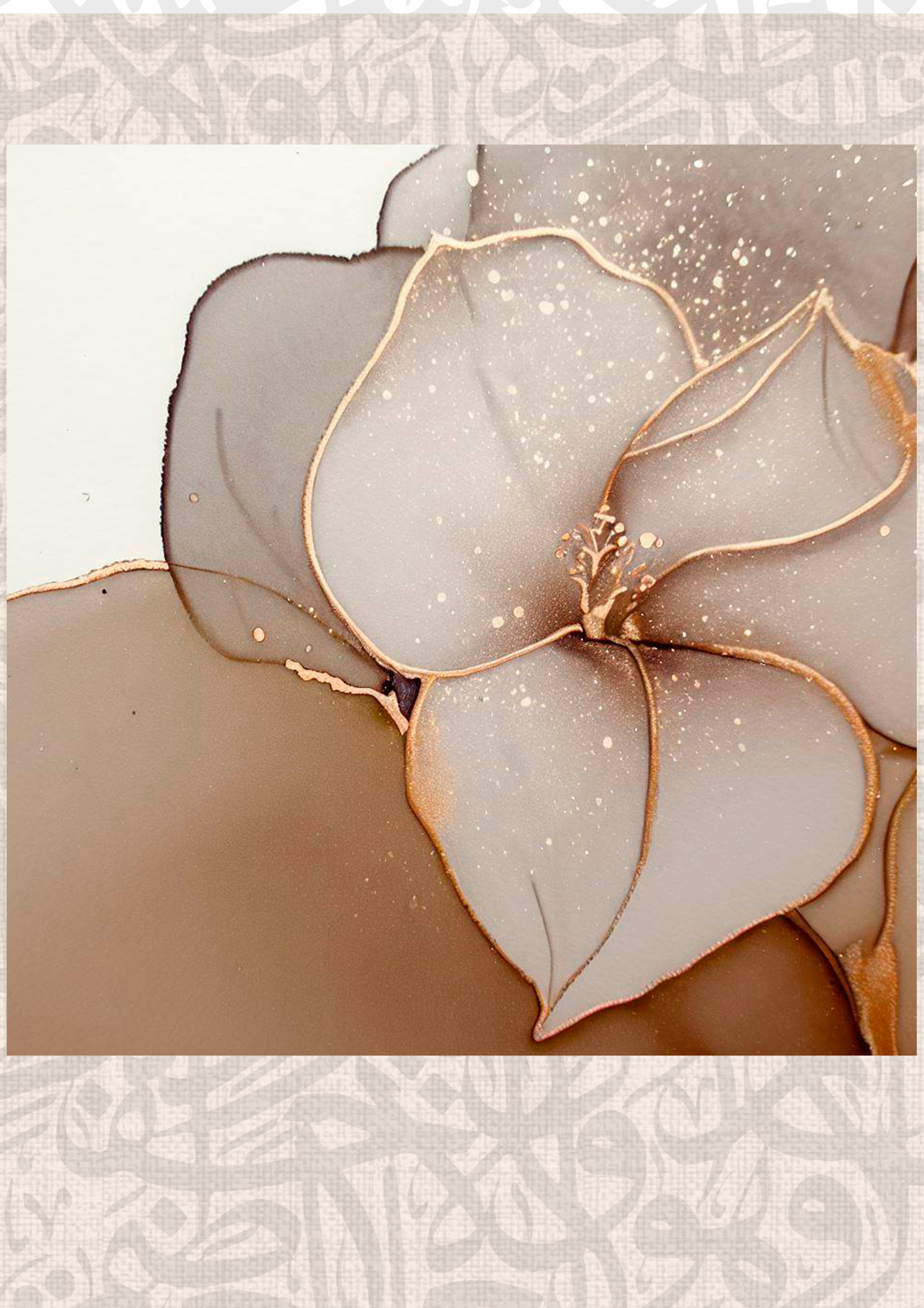 Ästhetisches Blumenprint Posterset mit Kalligraphie im Hintergrund