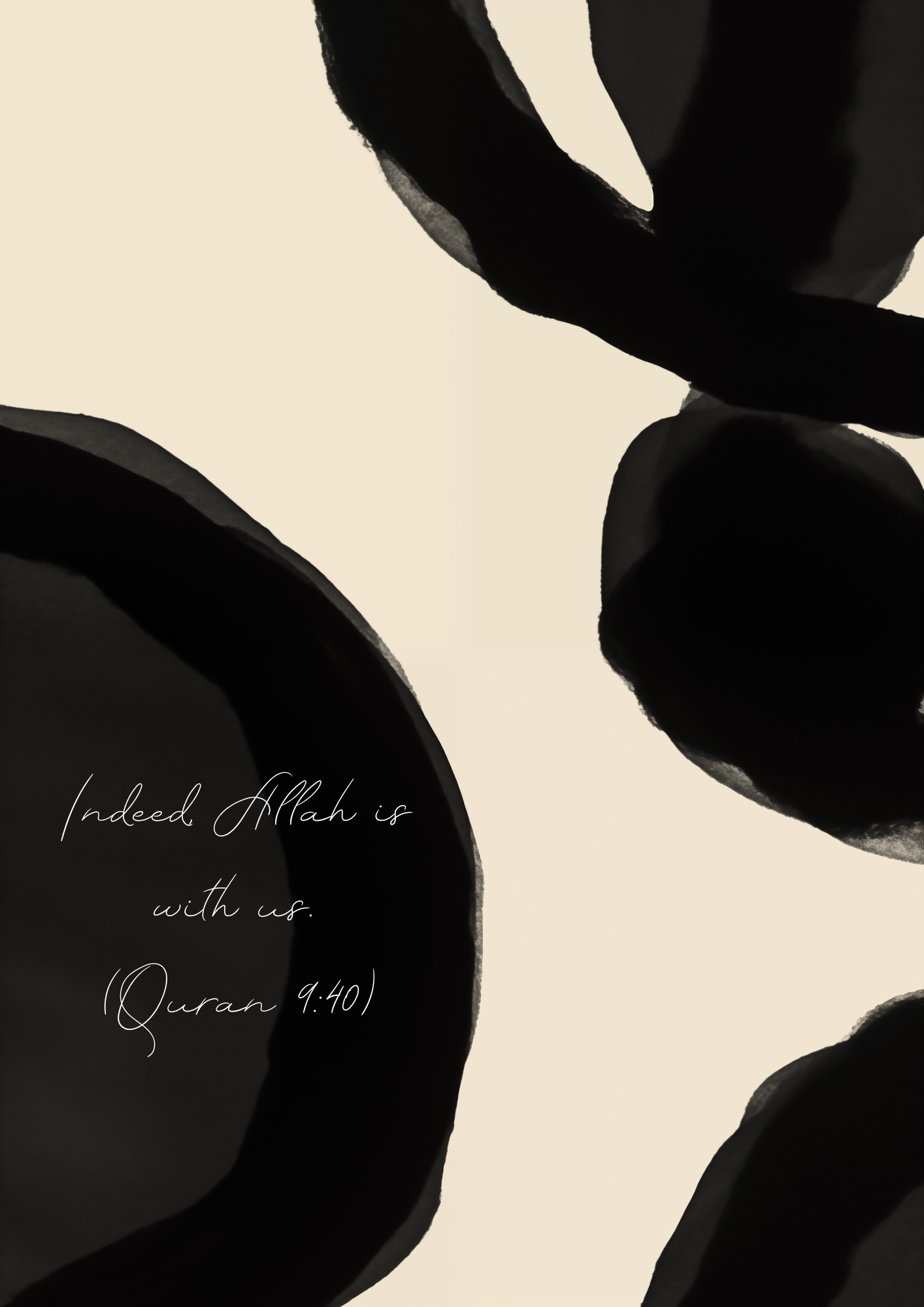 Beige-schwarzes Posterset mit bedeutungsvollen Koranversen