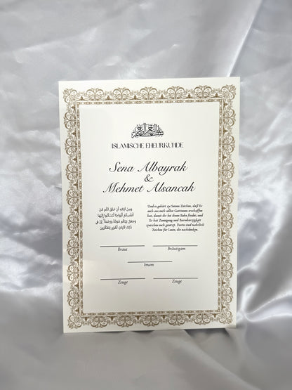 Nikah Zertifikat mit Antikrahmen gold