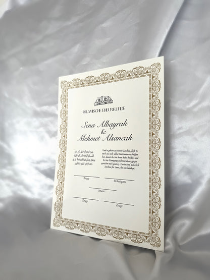 Nikah Zertifikat mit Antikrahmen gold