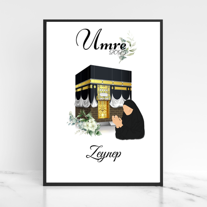 Umrah Poster für Frauen mit Blumen