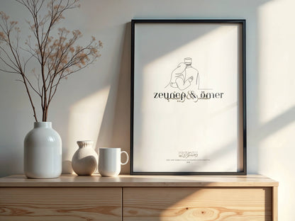 Personalisiertes Pärchenposter mit Line Art