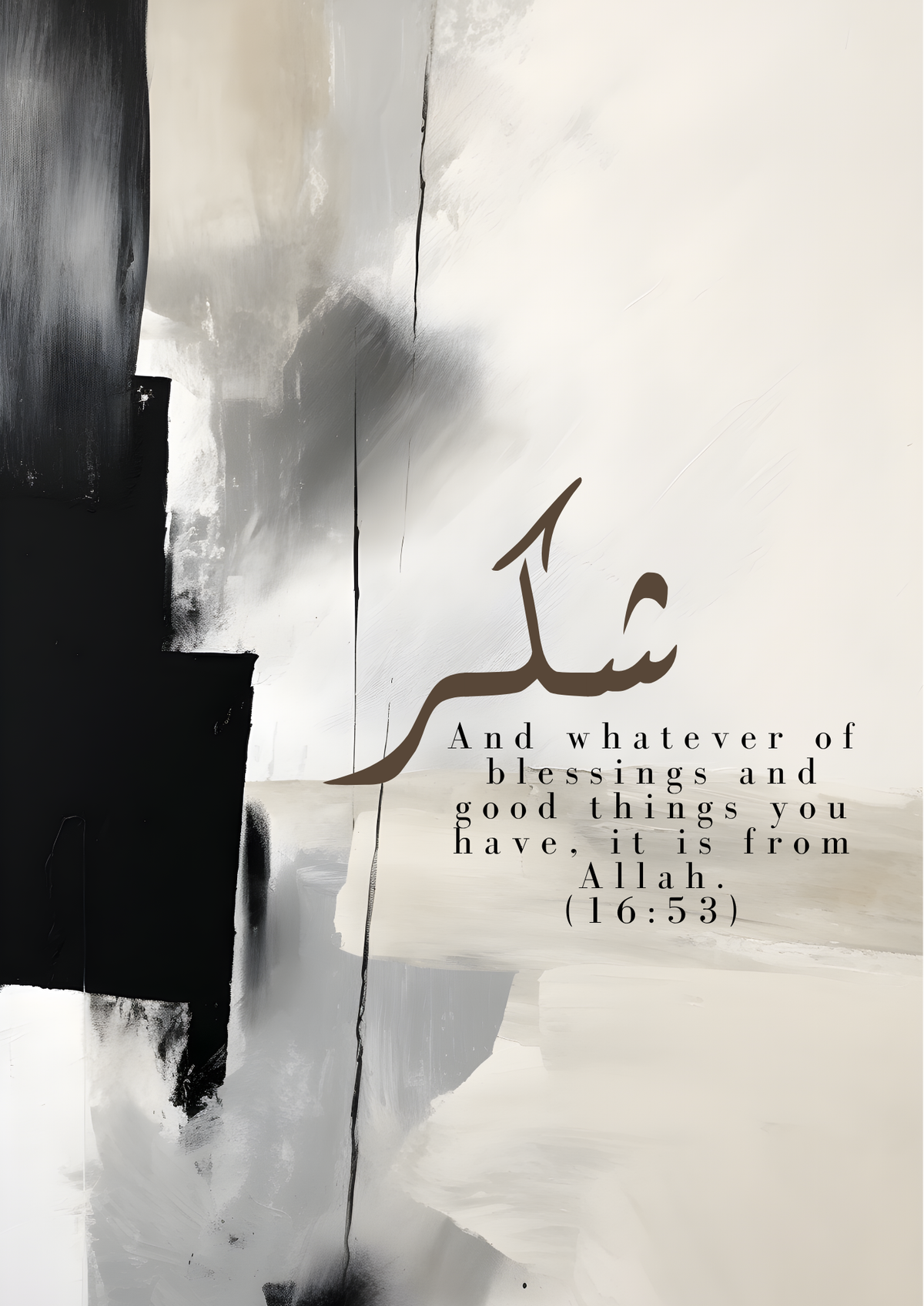 Sabr, Shukr, Tawakkul Posterset mit grau-schwarzem Hintergrund