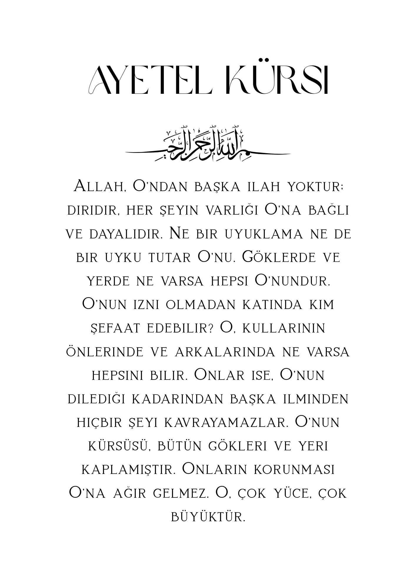 Ayetel Kürsi Türkce anlami