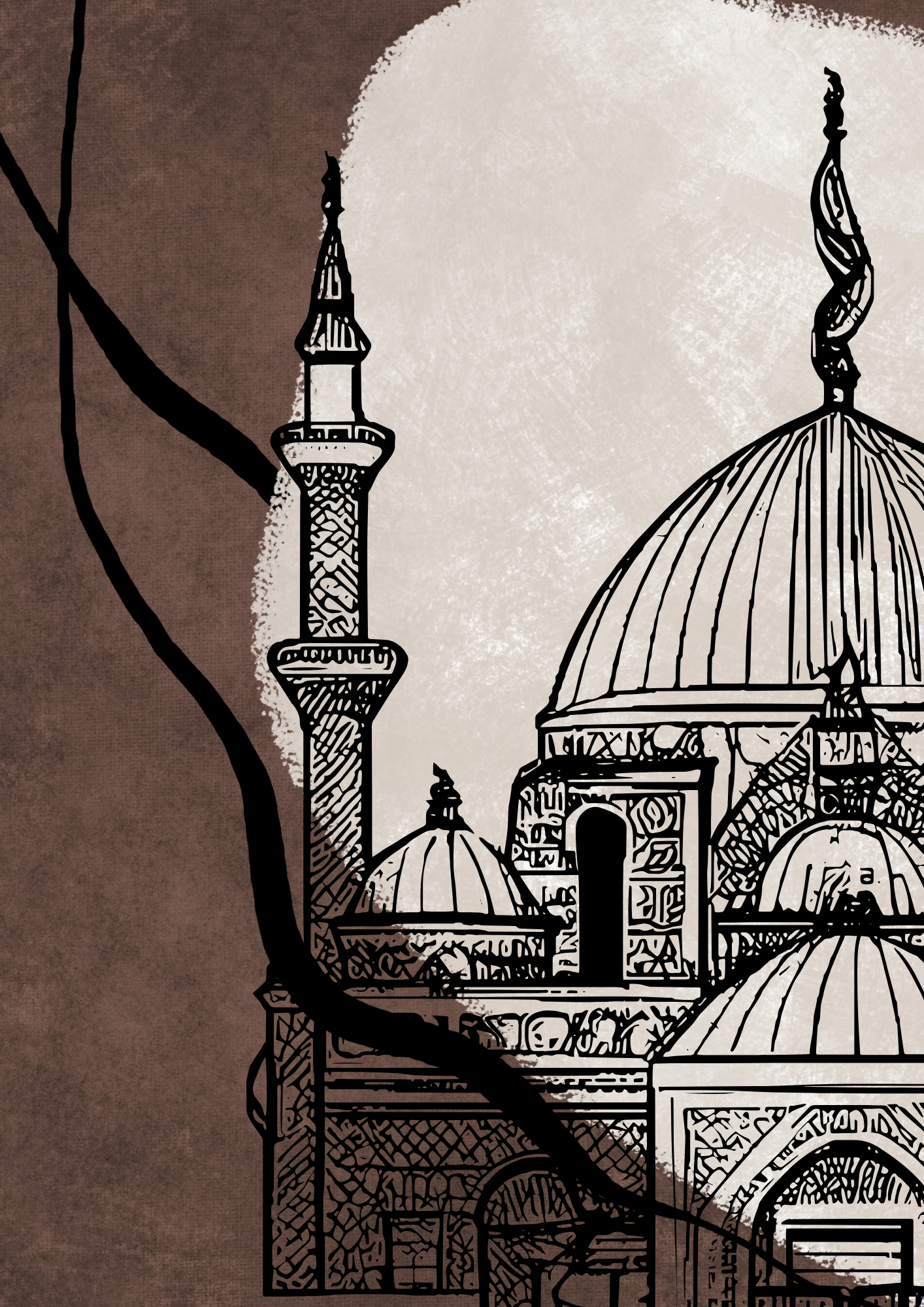 Abstraktes Sayyidul Istighfar Poster in braun-beige