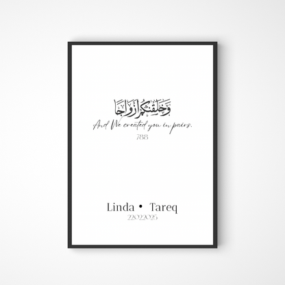 Poster And We created you in pairs