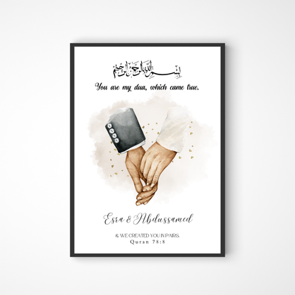 Händeposter ‚You are my dua, which came true.‘