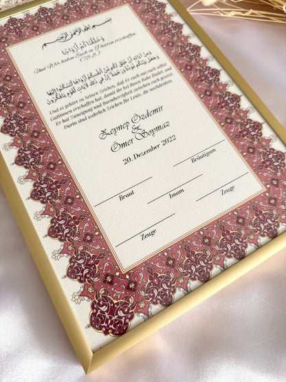 Nikah Zertifikat mit rotem Rahmen
