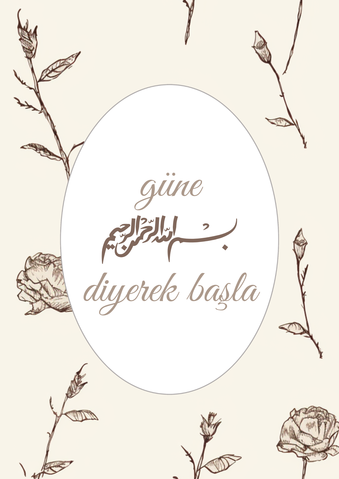 Cicekli Bismillah Elhamdulillah kiz odasi poster seti