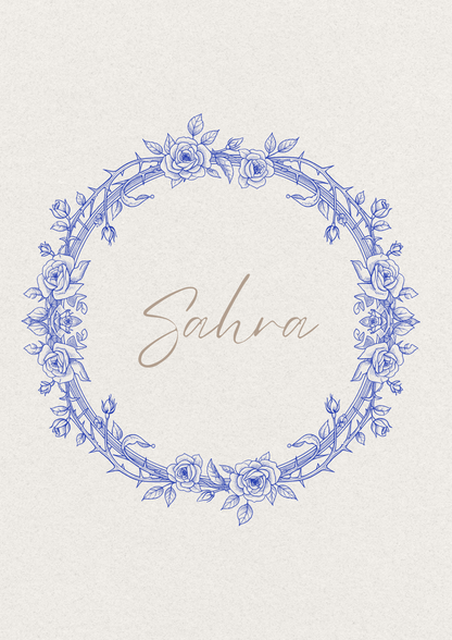 Beige blaues Posterset mit Schutzdua für Mädchen