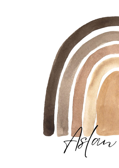 Ayatul Kursi mit Regenbogen in braun beige für Jungenzimmer