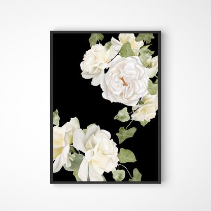 Schwarz-weißes Blumenposter