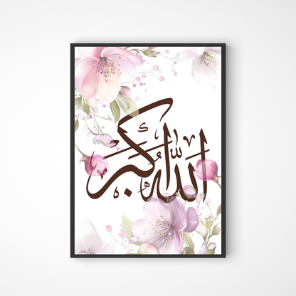 Florales Allahu Akbar Poster in pink