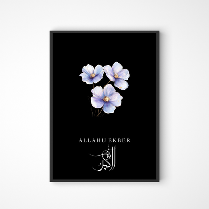 Schwarzes Allahu Akbar Poster mit Blume