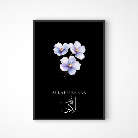 Schwarzes Allahu Akbar Poster mit Blume