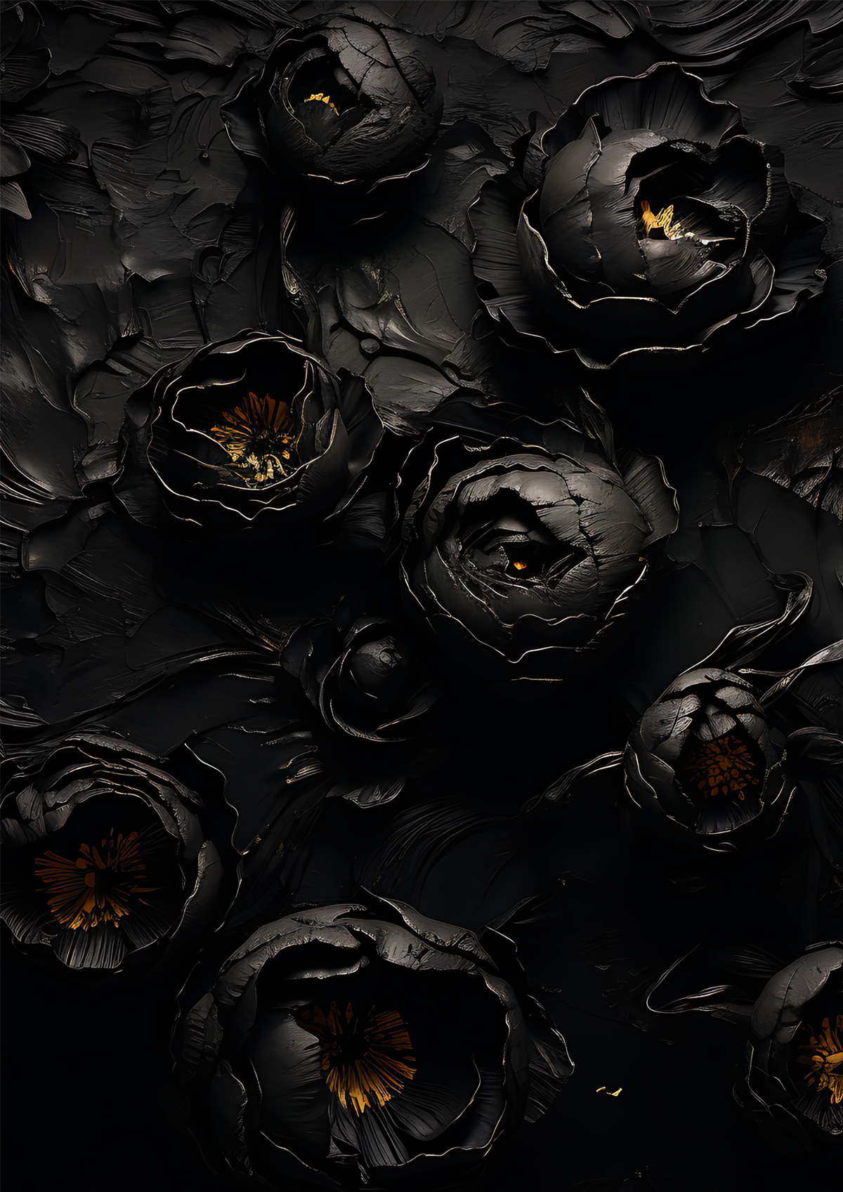Schwarzes Blumenposter
