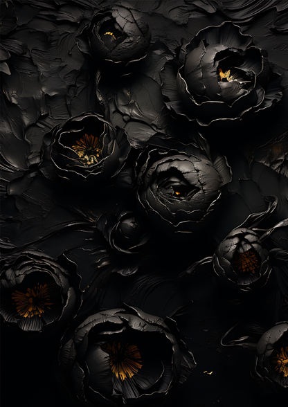 Schwarzes Blumenposter