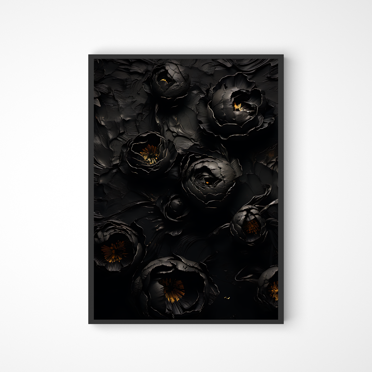 Schwarzes Blumenposter