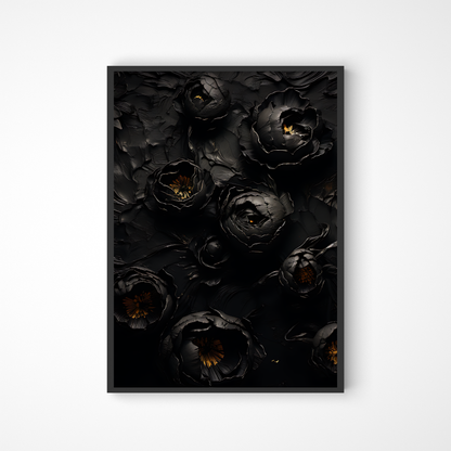 Schwarzes Blumenposter