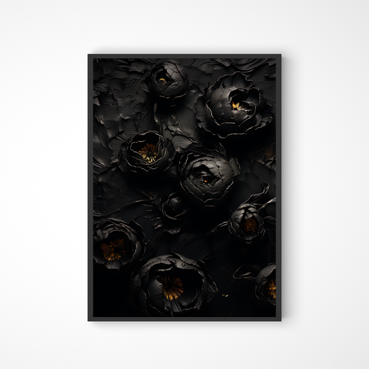 Schwarzes Blumenposter