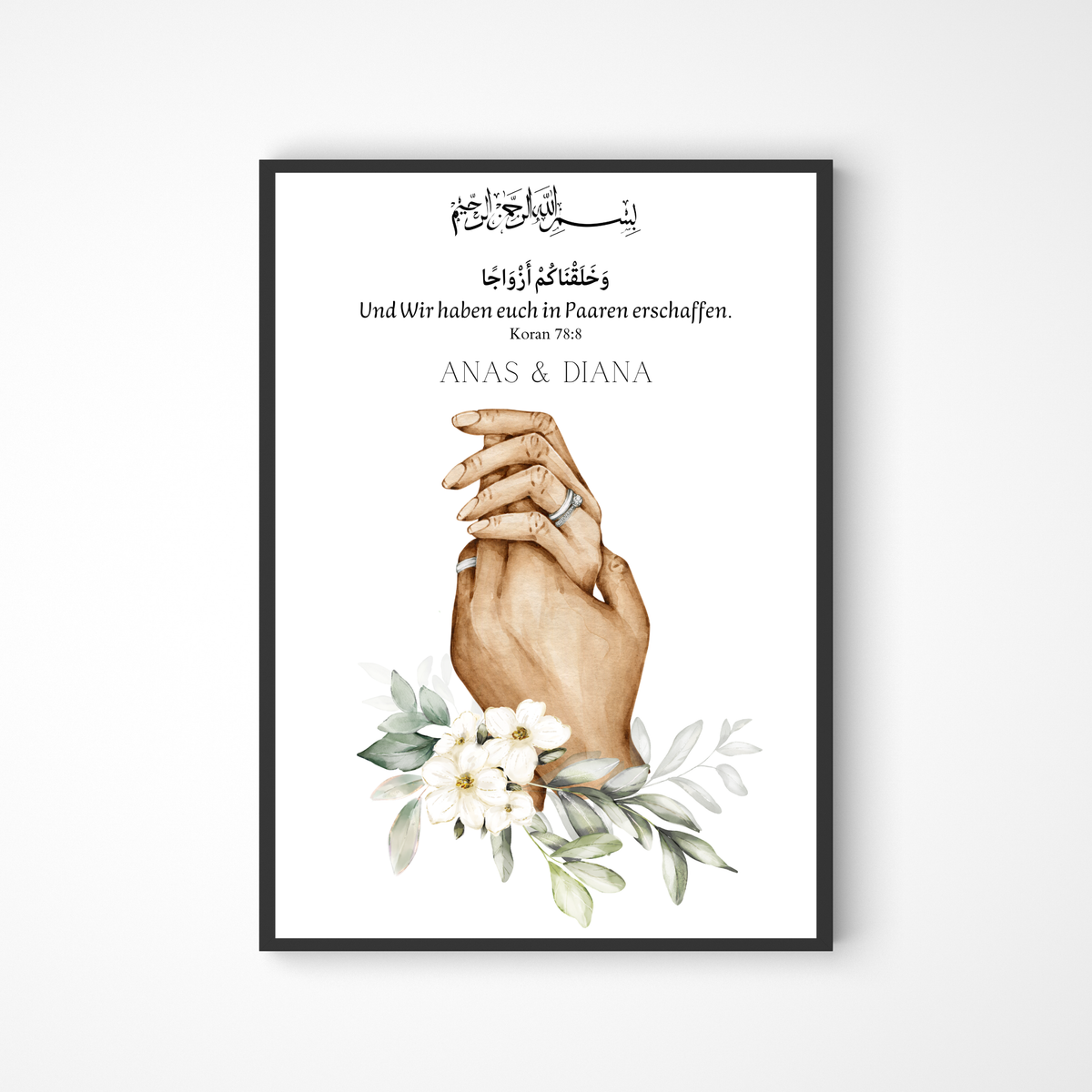 Florales Händeposter für Paare