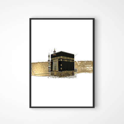Kaaba Poster mit goldenen Akzenten