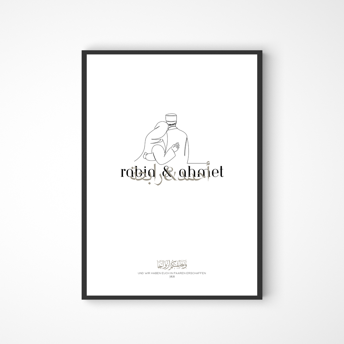 Personalisiertes Pärchenposter mit Line Art