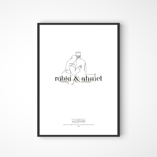 Personalisiertes Pärchenposter mit Line Art