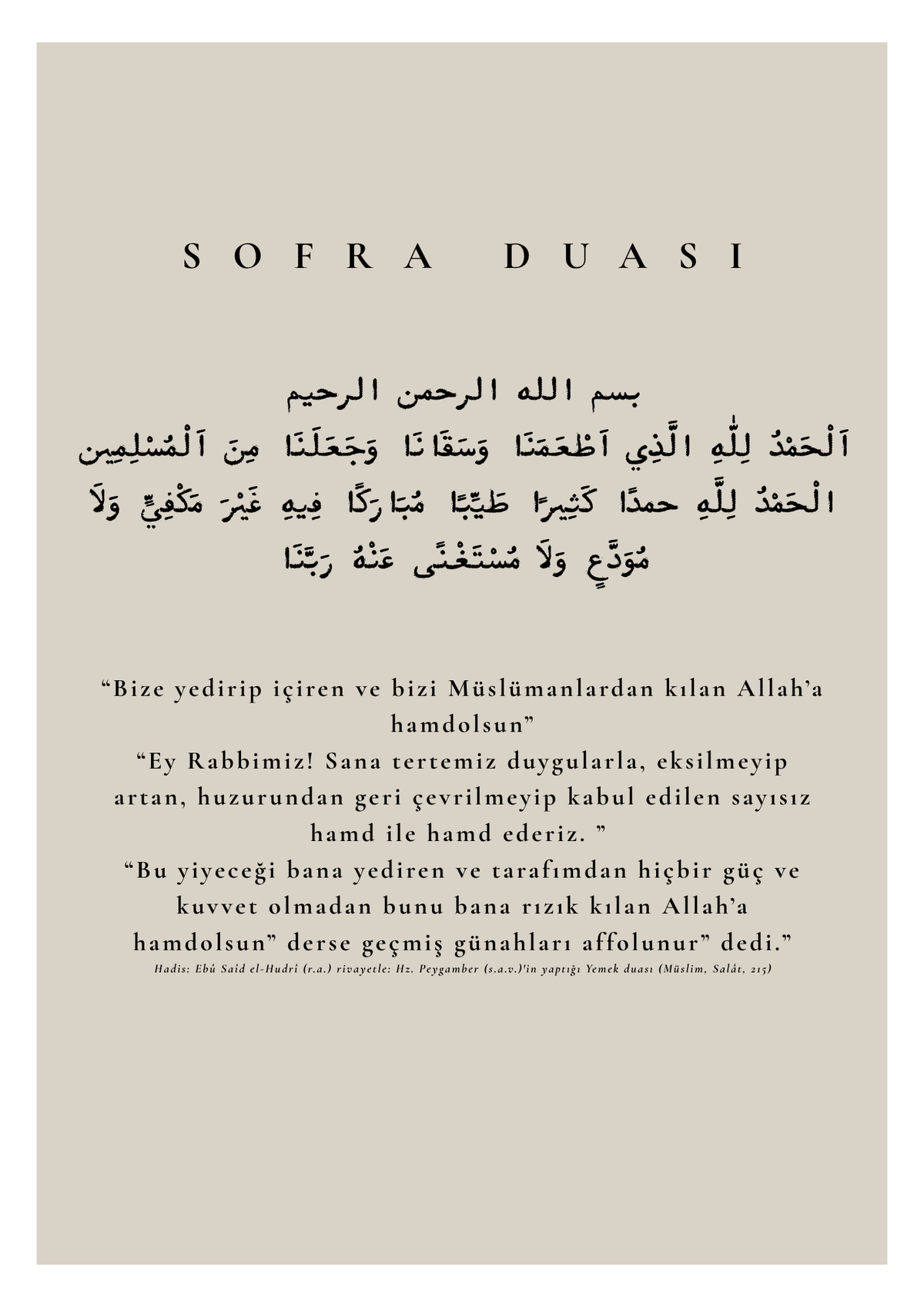 Sofra duasi seti