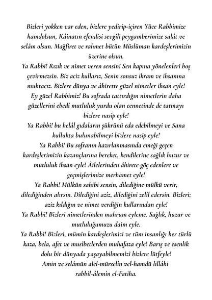 Sofra duasi ve fatiha suresi