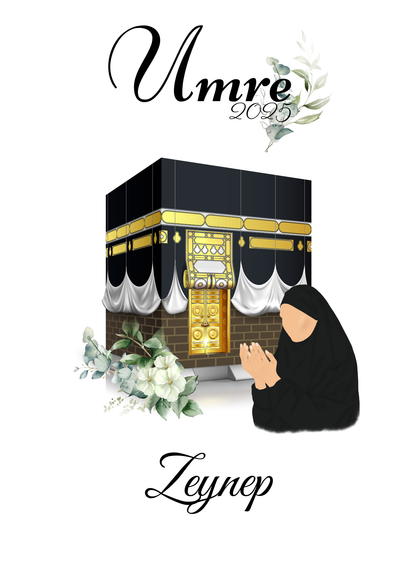 Umrah Poster für Frauen mit Blumen