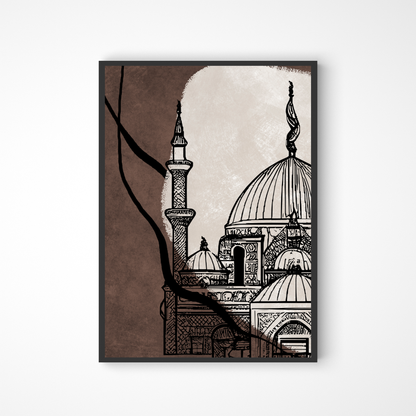 Abstraktes Moschee Poster in braun