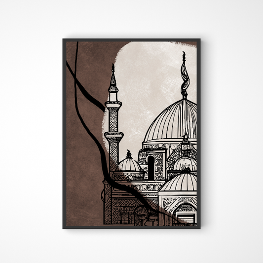 Abstraktes Moschee Poster in braun
