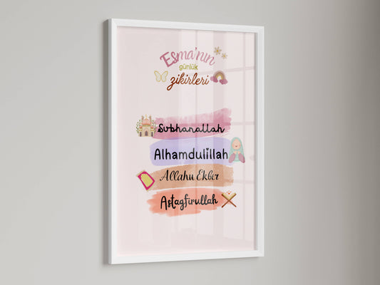 Günlük zikirleri hatirlatan poster