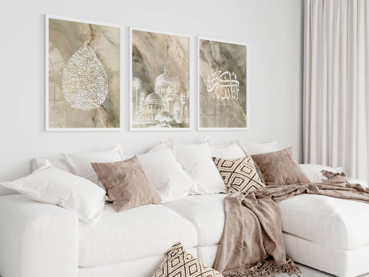 Ayat Al Kursi, Allahu Akbar und Moschee mit Glitzerpartikel