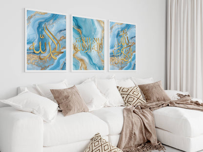 Blaues Dhikr Marmor Posterset