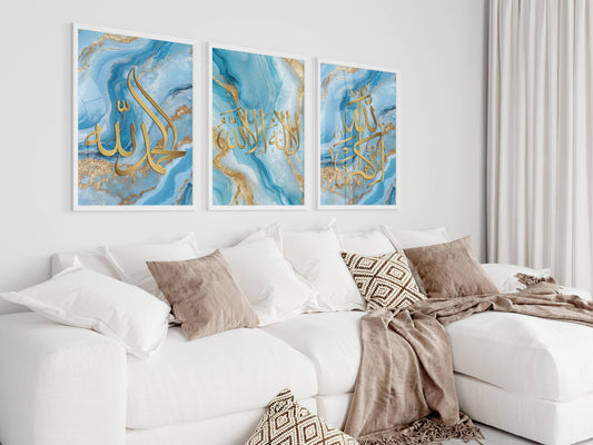 Blaues Dhikr Marmor Posterset