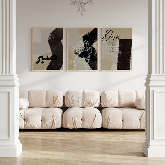 Sabr und Dua Posterset in beige-braun mit schwarzen Akzenten