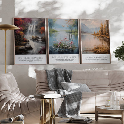 Koranverse mit Naturporträts als Posterset